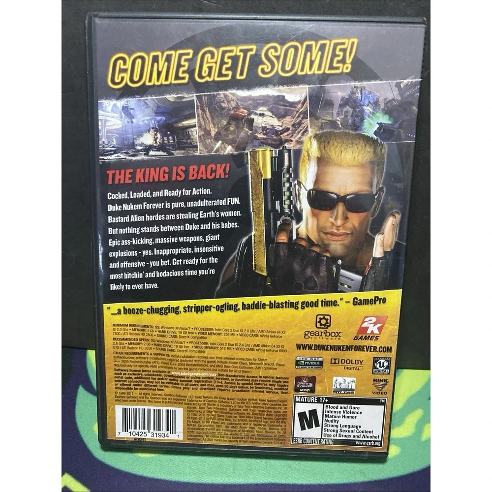 Duke Nukem Forever PC Game Gearbox 2011 CIB